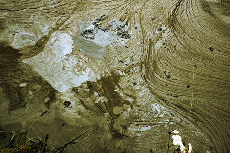 chemical mining waste residuals flooding into a settling basin, Geamana village, Romania