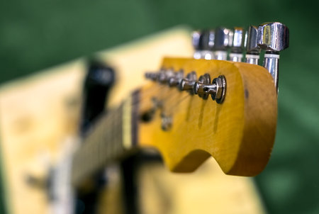 Close-up photo of electric guitarの写真素材