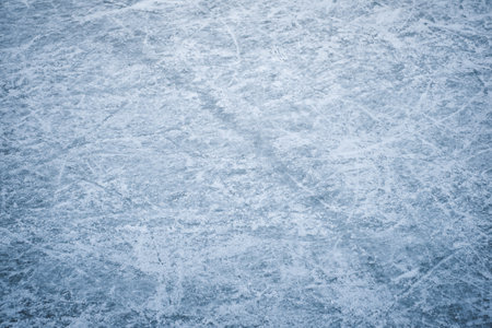 Blue ice with skate scratchesの写真素材