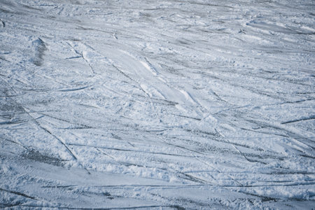 Blue ice with skate scratchesの写真素材