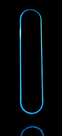 abstract blue LED light elipse shape on black backgroundの写真素材