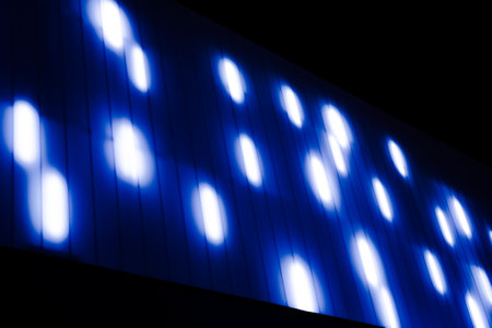 abstract blured lights on blue backgroundsの写真素材