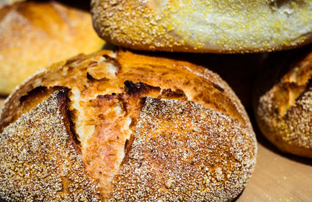 baked bread on the hearthの写真素材