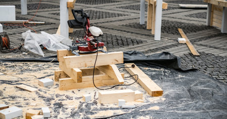 circular saw for cutting woodの写真素材