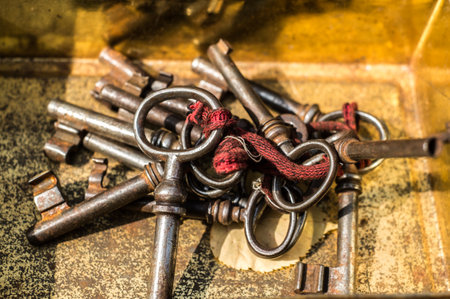 bunch of old keys tied to the wire
