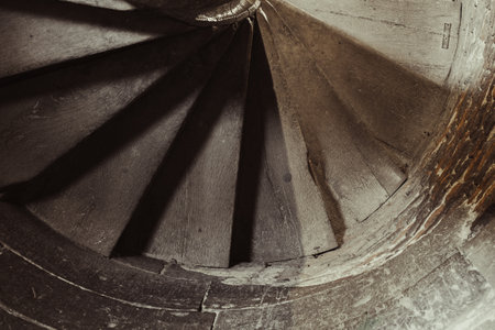 Dusty old wooden stairsの写真素材