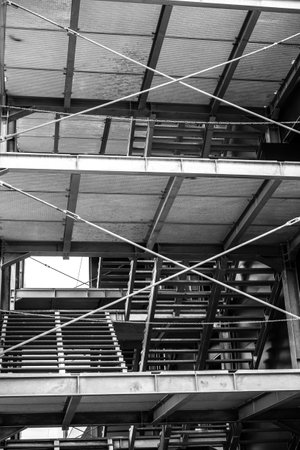 Emergency exit metal stairs exteriorの写真素材