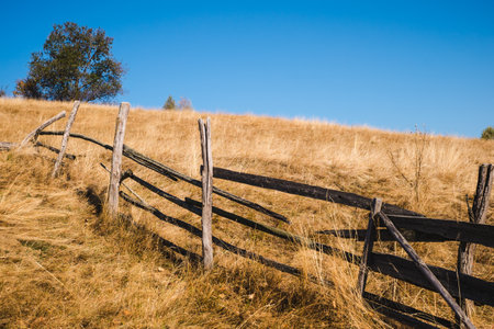 hills in the fall season, Fantanele village, Sibiu county, Romaniaの写真素材