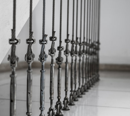 metal turnbuckles fastening of cables with steelの写真素材