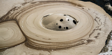 Mud circles from Mud Volcanoes - Buzau, Romaniaの写真素材