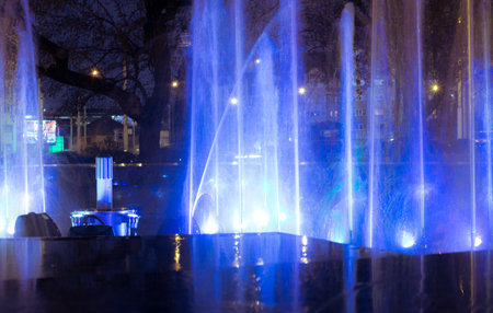 The colorful of fountain at nightの写真素材