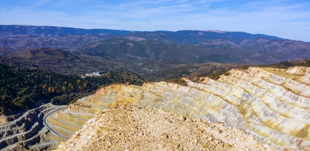 panorama vie over the large quarry mining of iron oreの写真素材