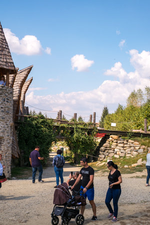 Porumbacu Village, Romania - 14 September 2019. people visiting Clay Castle of the Fairy Valley in Porumbacu de Sus, Romaniaのeditorial素材