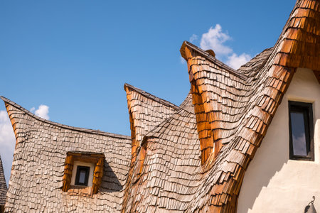 Porumbacu Village, Romania - 14 September 2019. people visiting Clay Castle of the Fairy Valley in Porumbacu de Sus, Romaniaのeditorial素材