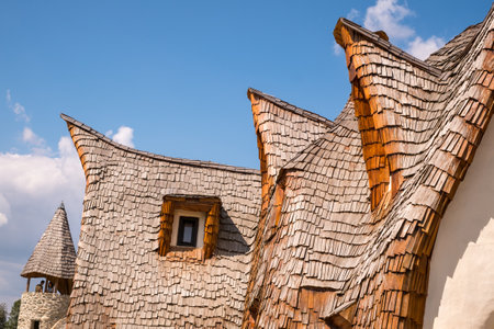 Porumbacu Village, Romania - 14 September 2019. people visiting Clay Castle of the Fairy Valley in Porumbacu de Sus, Romaniaのeditorial素材