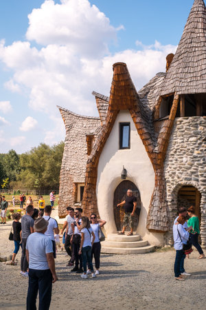 Porumbacu Village, Romania - 14 September 2019. people visiting Clay Castle of the Fairy Valley in Porumbacu de Sus, Romaniaのeditorial素材