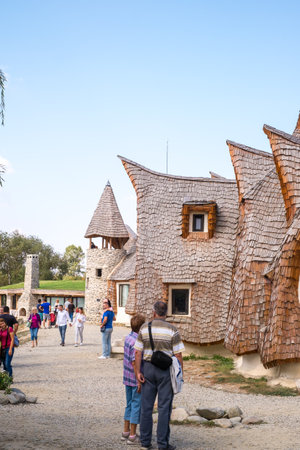 Porumbacu Village, Romania - 14 September 2019. people visiting Clay Castle of the Fairy Valley in Porumbacu de Sus, Romaniaのeditorial素材