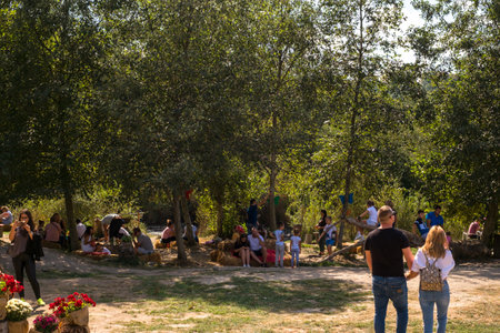 Porumbacu Village, Romania - 14 September 2019. people visiting Clay Castle of the Fairy Valley in Porumbacu de Sus, Romaniaのeditorial素材