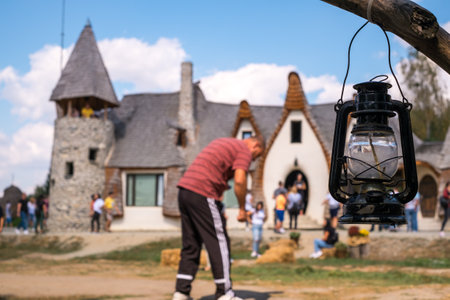 Porumbacu Village, Romania - 14 September 2019. people visiting Clay Castle of the Fairy Valley in Porumbacu de Sus, Romaniaのeditorial素材