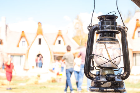 Porumbacu Village, Romania - 14 September 2019. people visiting Clay Castle of the Fairy Valley in Porumbacu de Sus, Romaniaのeditorial素材
