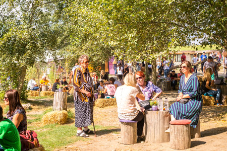 Porumbacu Village, Romania - 14 September 2019. people visiting Clay Castle of the Fairy Valley in Porumbacu de Sus, Romaniaのeditorial素材
