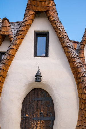 Porumbacu Village, Romania - 14 September 2019. people visiting Clay Castle of the Fairy Valley in Porumbacu de Sus, Romaniaのeditorial素材