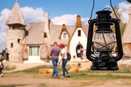 Porumbacu Village, Romania - 14 September 2019. people visiting Clay Castle of the Fairy Valley in Porumbacu de Sus, Romaniaのeditorial素材