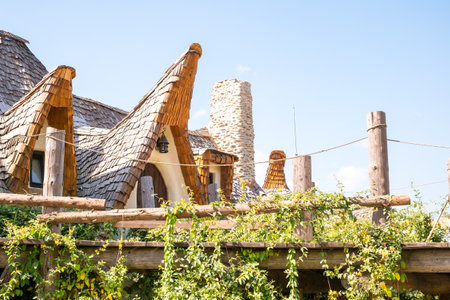 Porumbacu Village, Romania - 14 September 2019. people visiting Clay Castle of the Fairy Valley in Porumbacu de Sus, Romaniaのeditorial素材