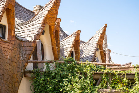 Porumbacu Village, Romania - 14 September 2019. people visiting Clay Castle of the Fairy Valley in Porumbacu de Sus, Romaniaのeditorial素材