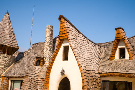 Porumbacu Village, Romania - 14 September 2019. people visiting Clay Castle of the Fairy Valley in Porumbacu de Sus, Romaniaのeditorial素材