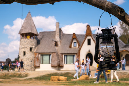 Porumbacu Village, Romania - 14 September 2019. people visiting Clay Castle of the Fairy Valley in Porumbacu de Sus, Romaniaのeditorial素材