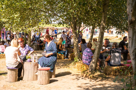 Porumbacu Village, Romania - 14 September 2019. people visiting Clay Castle of the Fairy Valley in Porumbacu de Sus, Romaniaのeditorial素材
