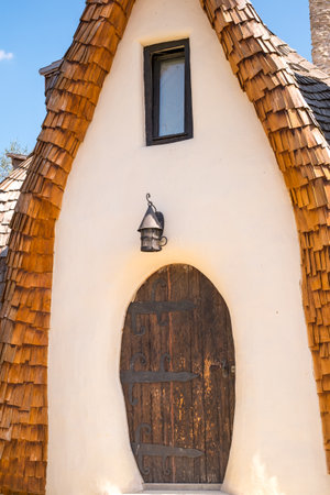 Porumbacu Village, Romania - 14 September 2019. people visiting Clay Castle of the Fairy Valley in Porumbacu de Sus, Romaniaのeditorial素材