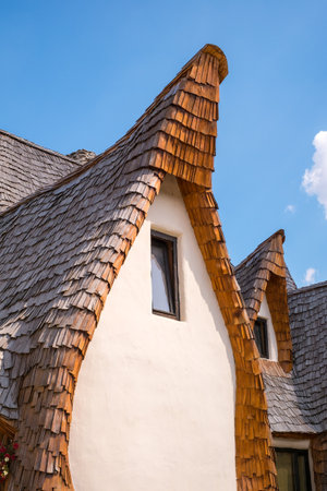 Porumbacu Village, Romania - 14 September 2019. people visiting Clay Castle of the Fairy Valley in Porumbacu de Sus, Romaniaのeditorial素材