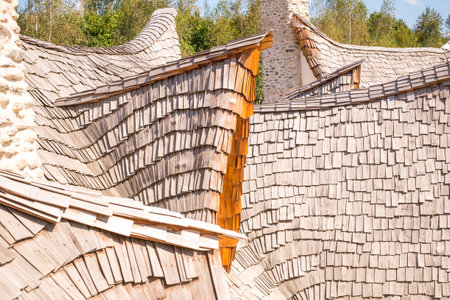 Porumbacu Village, Romania - 14 September 2019. people visiting Clay Castle of the Fairy Valley in Porumbacu de Sus, Romaniaのeditorial素材