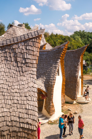 Porumbacu Village, Romania - 14 September 2019. people visiting Clay Castle of the Fairy Valley in Porumbacu de Sus, Romaniaのeditorial素材