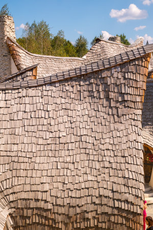 Porumbacu Village, Romania - 14 September 2019. people visiting Clay Castle of the Fairy Valley in Porumbacu de Sus, Romaniaのeditorial素材