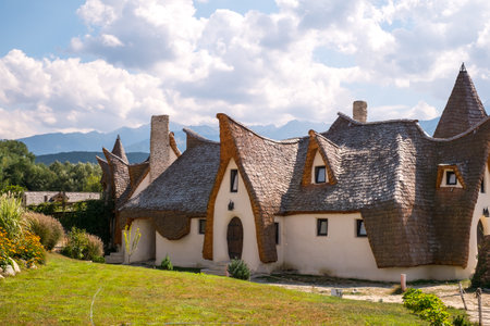 Porumbacu Village, Romania - 14 September 2019. people visiting Clay Castle of the Fairy Valley in Porumbacu de Sus, Romaniaのeditorial素材
