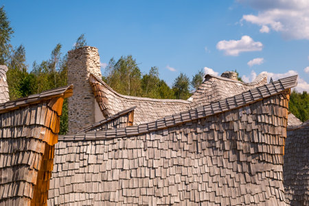 Porumbacu Village, Romania - 14 September 2019. people visiting Clay Castle of the Fairy Valley in Porumbacu de Sus, Romaniaのeditorial素材
