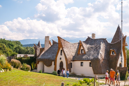 Porumbacu Village, Romania - 14 September 2019. people visiting Clay Castle of the Fairy Valley in Porumbacu de Sus, Romaniaのeditorial素材