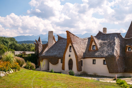 Porumbacu Village, Romania - 14 September 2019. people visiting Clay Castle of the Fairy Valley in Porumbacu de Sus, Romaniaのeditorial素材