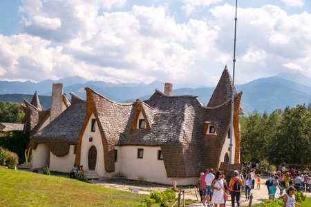 Porumbacu Village, Romania - 14 September 2019. people visiting Clay Castle of the Fairy Valley in Porumbacu de Sus, Romaniaのeditorial素材