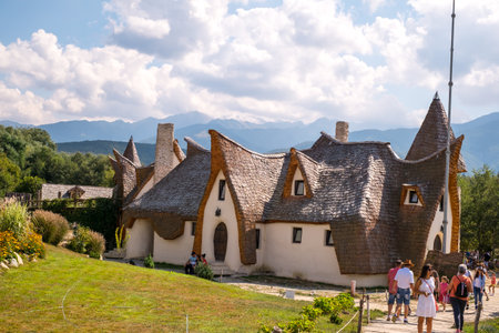 Porumbacu Village, Romania - 14 September 2019. people visiting Clay Castle of the Fairy Valley in Porumbacu de Sus, Romaniaのeditorial素材
