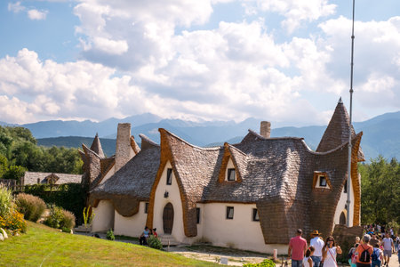 Porumbacu Village, Romania - 14 September 2019. people visiting Clay Castle of the Fairy Valley in Porumbacu de Sus, Romaniaのeditorial素材