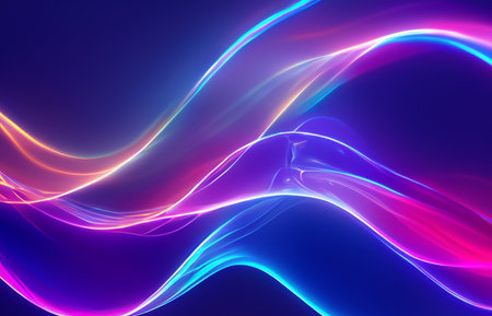 Abstract fluid iridescent holographic neon curved waveの素材
