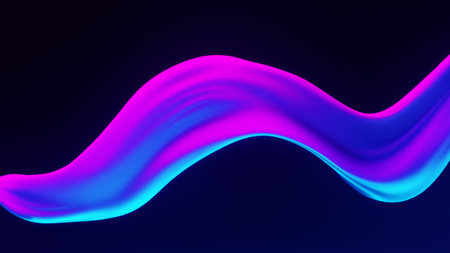 Abstract fluid render holographic iridescent neon curved wave in motion dark backgroundの素材
