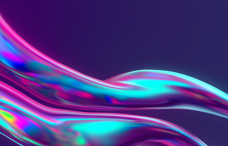 Abstract fluid iridescent holographic neon curved waveの素材