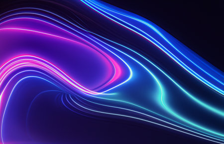 Abstract fluid iridescent holographic neon curved waveの素材