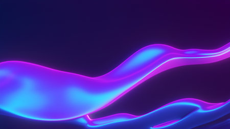 Abstract fluid render holographic iridescent neon curved wave in motion dark backgroundの素材