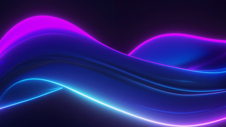 Abstract fluid render holographic iridescent neon curved wave in motion dark backgroundの素材
